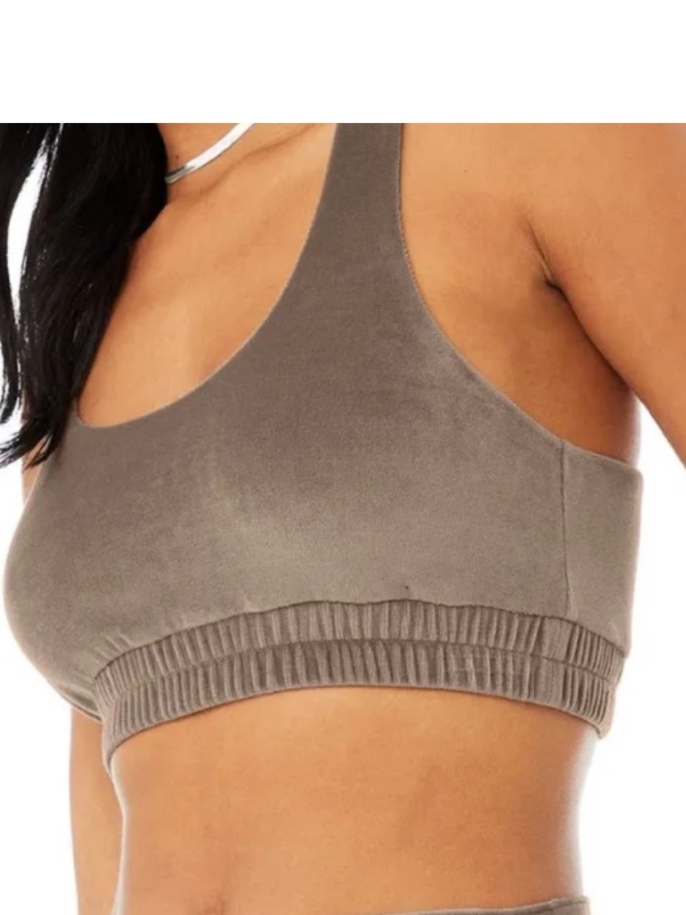 Alo Yoga Velour Scoop Neck Bra Crop Top Brown Mauve Athleisure Activewear Medium